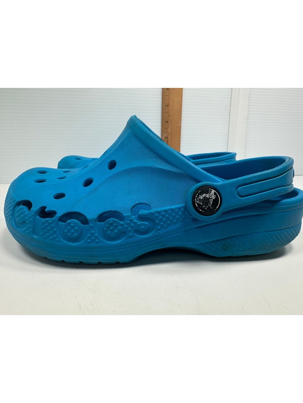 Crocs Baya Classic clogs Size 2 Little KID Sporty Slip On Shoes Blue Cutout Side - Picture 2 of 12